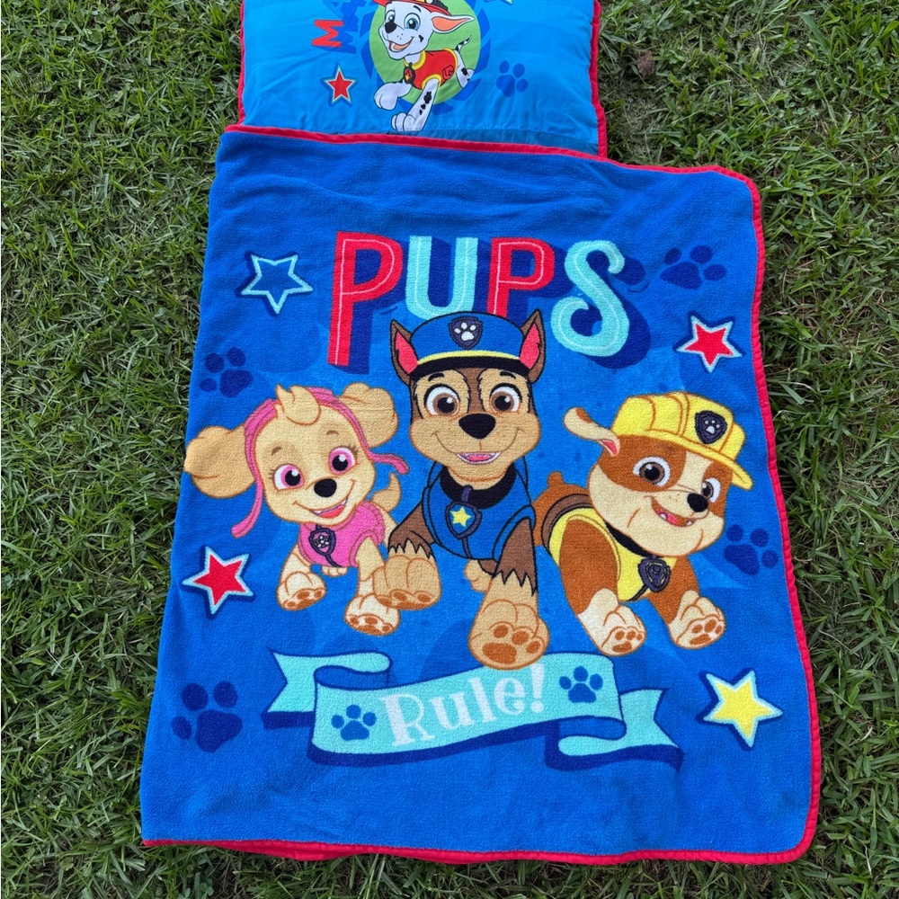 Paw Patrol Blue Blanket with Red Trim